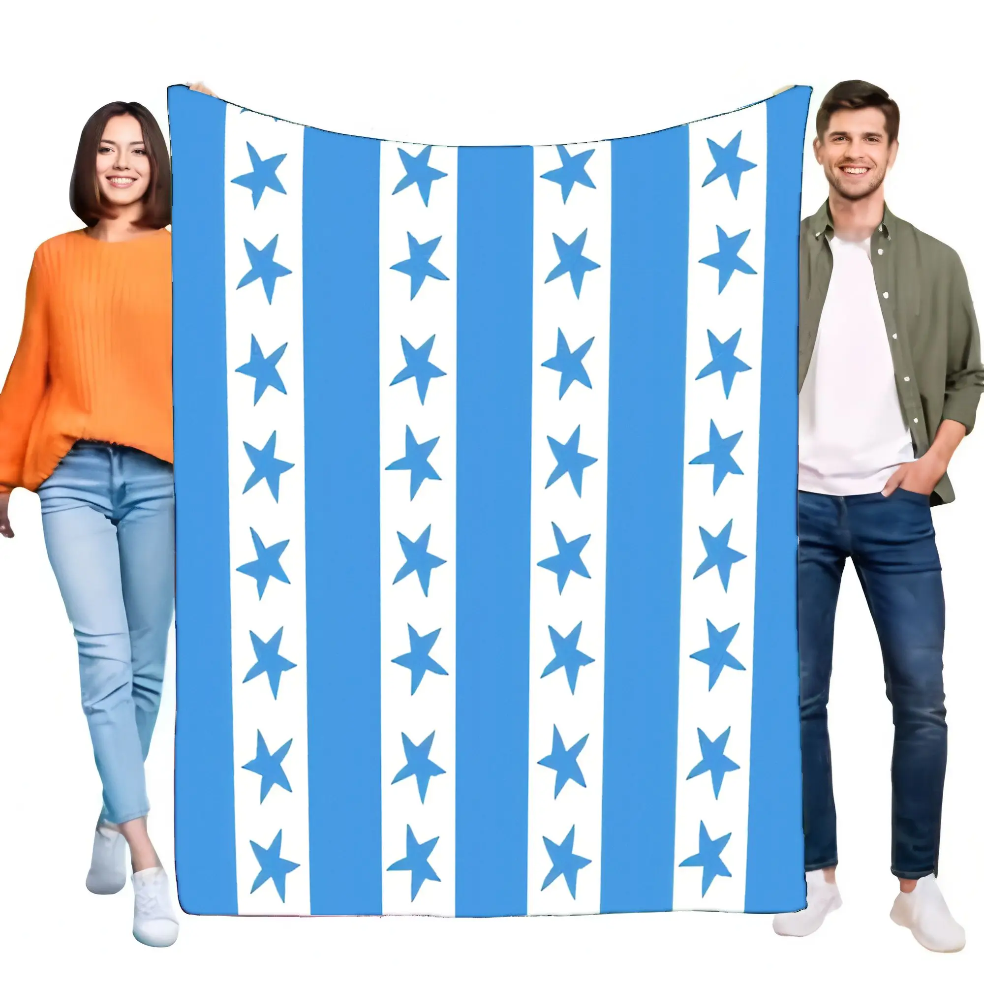 Blue Star Pattern Throw Blanket Soft and Cozy Home Decor Ideal for Sofa Bed Lightweight Birthday Gift Perfect for All Seasons