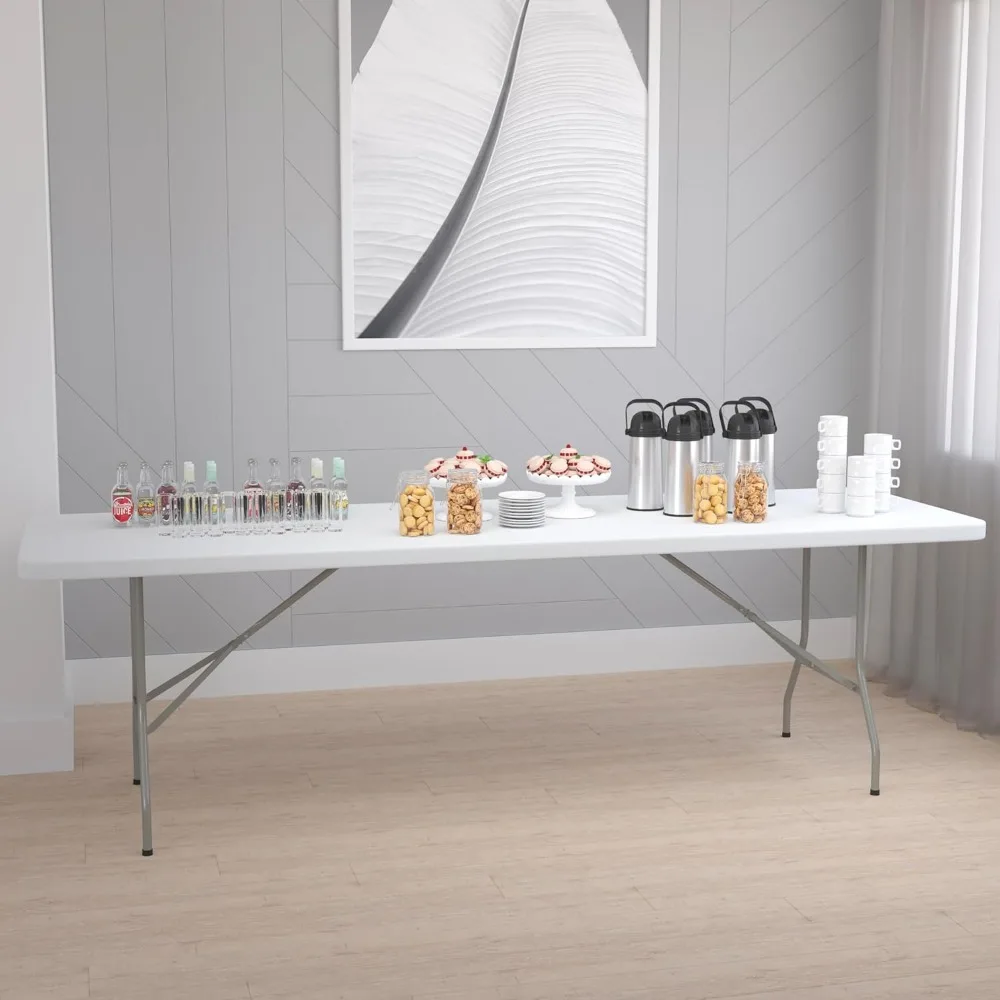 for All-Purpose Events, Portable and Suitable for Indoor and Outdoor Use Elon 8-Foot Rectangular Plastic Folding Table