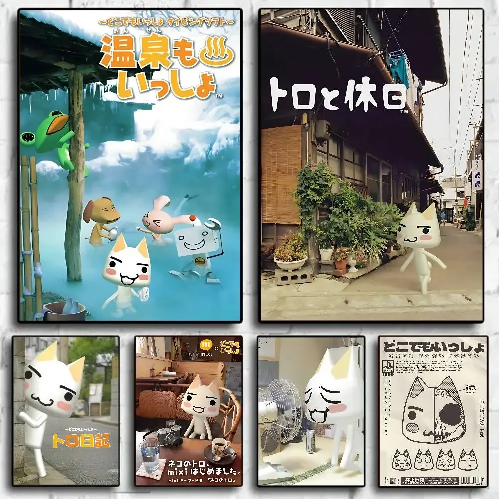 Inoue Toro CUTE Cat الساخن الكلاسيكية خمر الملصقات الديكور اللوحة جدار الفن الأبيض كرافت ورقة Kawaii غرفة ديكور #1