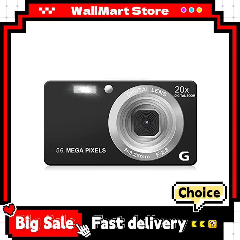 Câmera digital 56MP 4K HD LCD de 2,7 polegadas Zoom 20x Foco automático Câmera de vídeo com temporizador automático à prova d'água Mini câmera anti-vibração