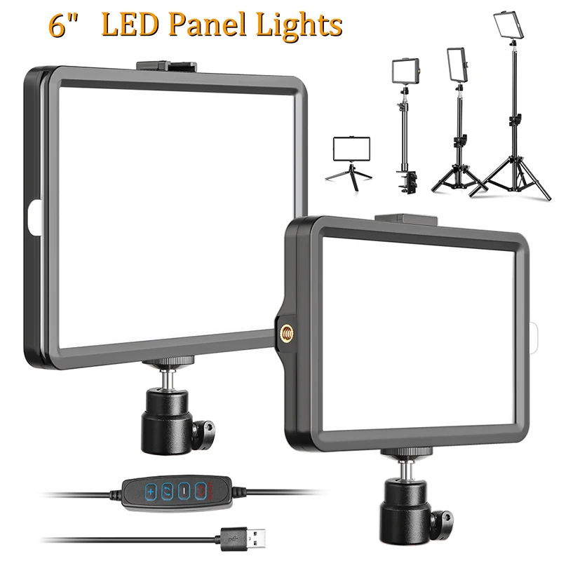 6 Inch Camera Photo LED Video Panel Light Optional with Power Adapter hotography Lighting For Live Stream Photo Studio Fill Lamp