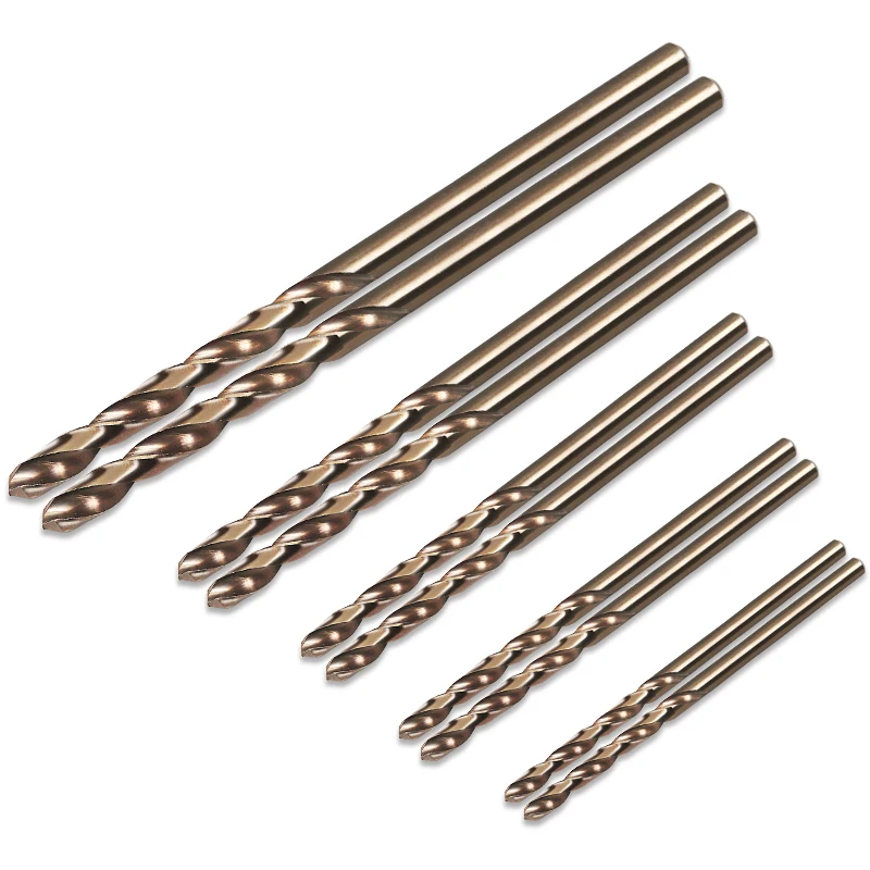 JIGONG 10 Cái/bộ Xoắn Bộ Mũi Khoan HSS M35 Đồng Mũi 1Mm 1.5Mm 2Mm 2.5Mm 3Mm Sử Dụng Cho Thép Không Gỉ