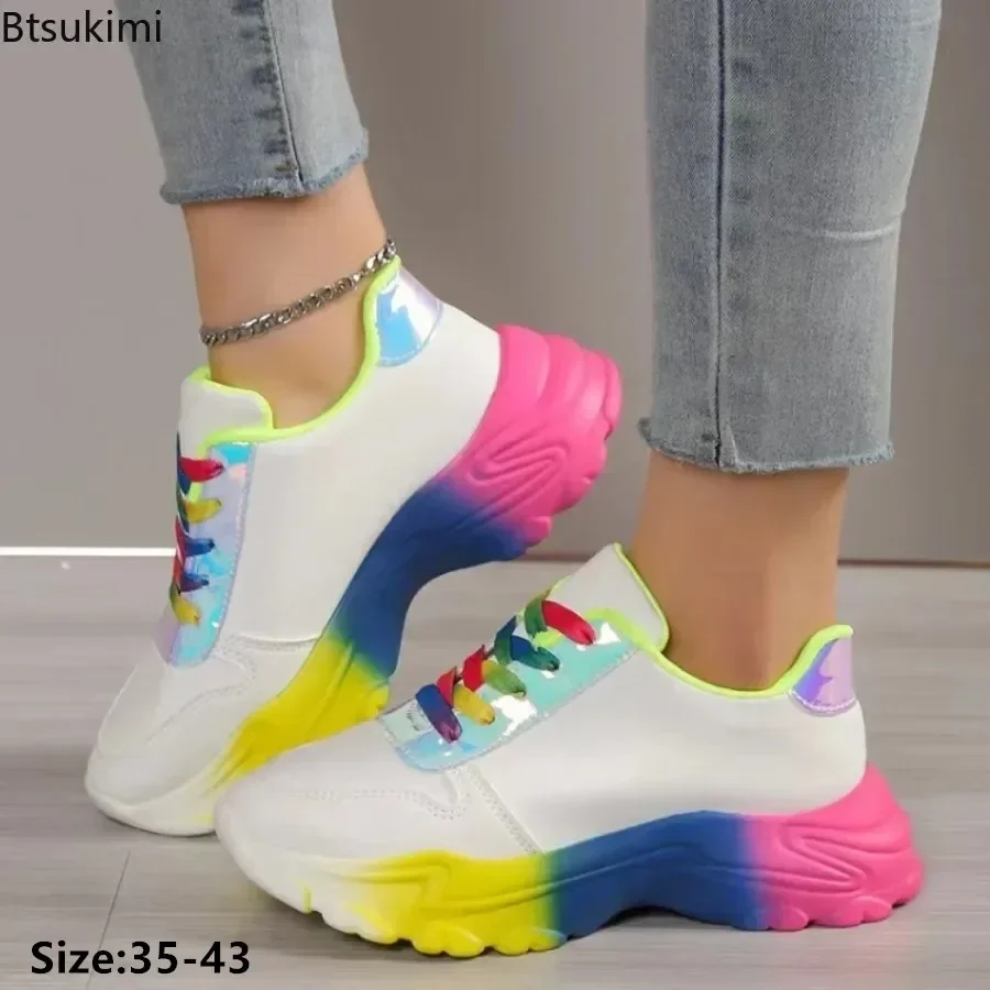 

2025 Women's Casual Sneakers Fashion Platform Ladies' Vulcanized Sneakers Shoes Soft Breathable Running Sport Shoes Female 35-43