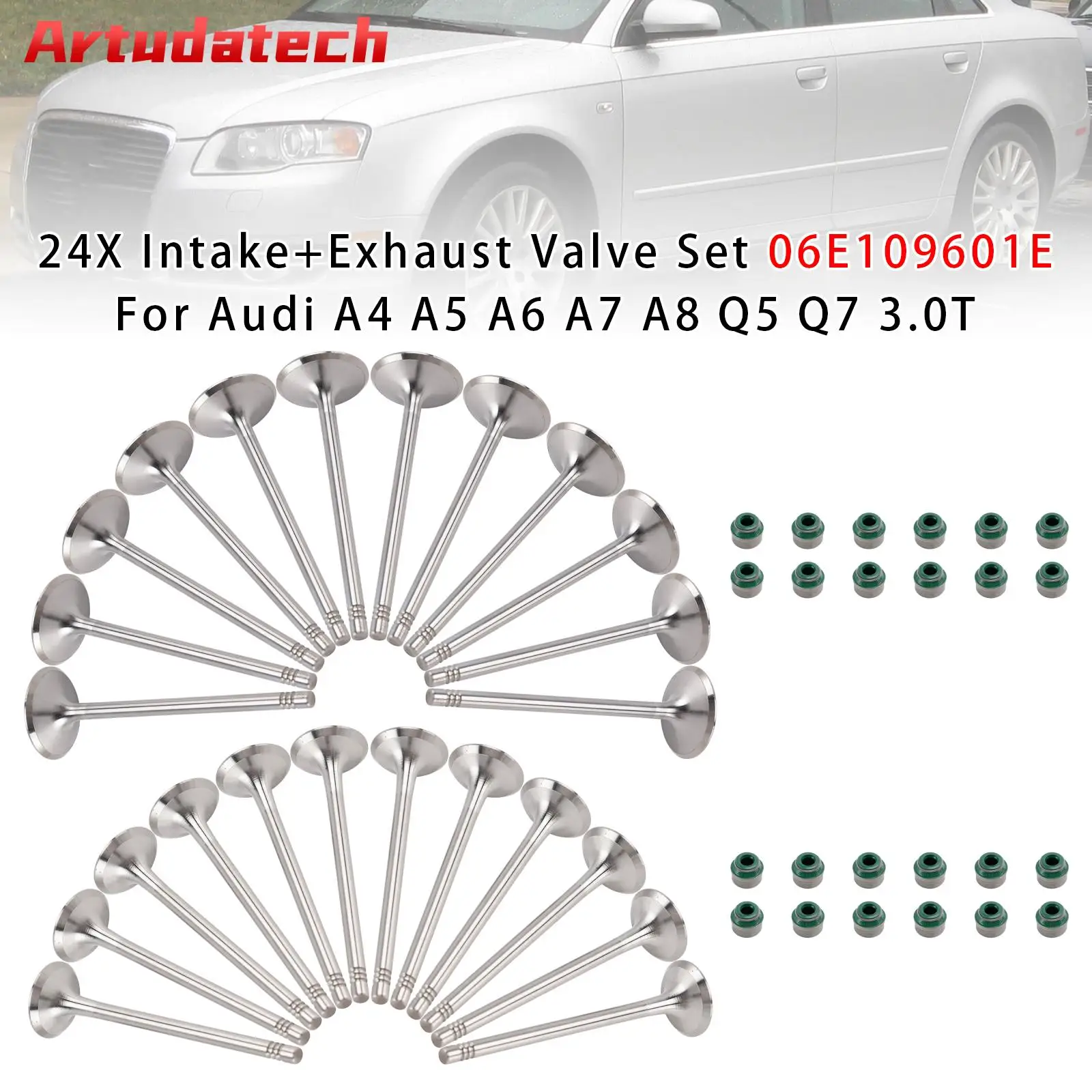 

Artudatech 24X Intake+Exhaust Valve Set 06E109601E For Audi A4 A5 A6 A7 A8 Q5 Q7 3.0T Car Accessories