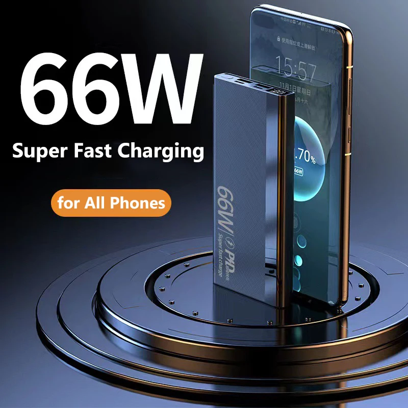 Power Bank 30000mAh with USB Type C 66W Fast Charging Powerbank PD 20W External Battery Pack for iPhone 15 Huawei Xiaomi Samsung