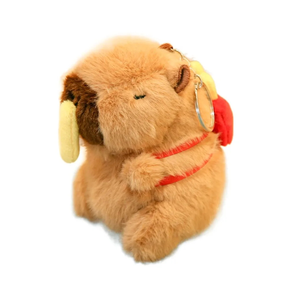 

Brown Doll Plush Capybara Key Ring Cross Dressing Funny Plush Capybara Pendant PP Cotton Food Cartoon Animal Keychain Children
