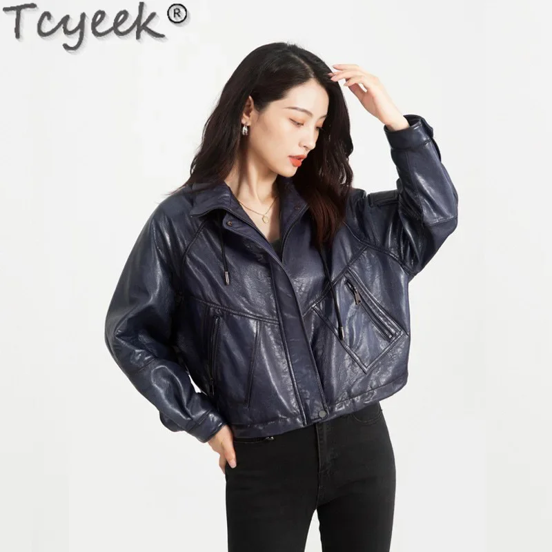 Tcyeek Echt Leren Jas Vrouwen Lente Herfst Kleding Echte Koeienhuid Leren Jas Vrouwen Motorjassen Jaqueta De Couro