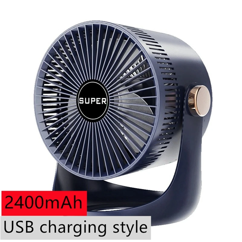 HOT-Household Table USB Rechargeable Air Circulation Electric Fan 2400Mah Battery Wall Mountable Cooling Ventilator Fan