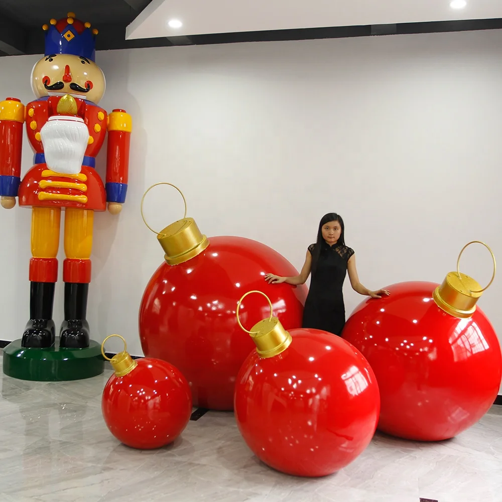 Outdoor holiday decoration 200cm large fiberglass Christmas ball jewelry shopping mall display