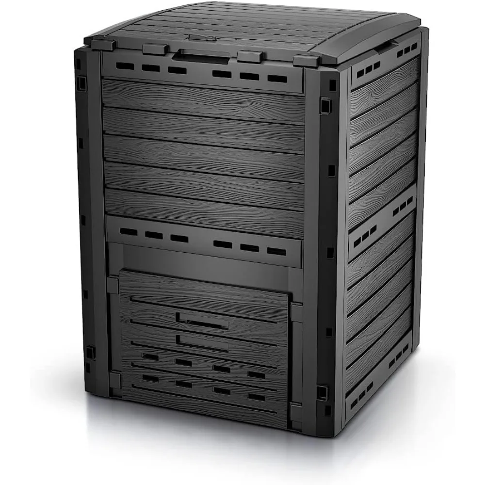 

Compost Bin Garden, Plastic Composters Outdoor, Black, 300L
