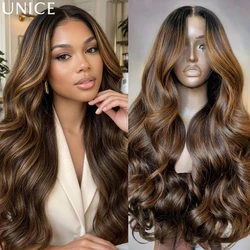 UNice No-Slip Cap 7x5 Lace Balayage Highlight Body Wave Wig With Drawstring 100% Human Hair Glueless Wig