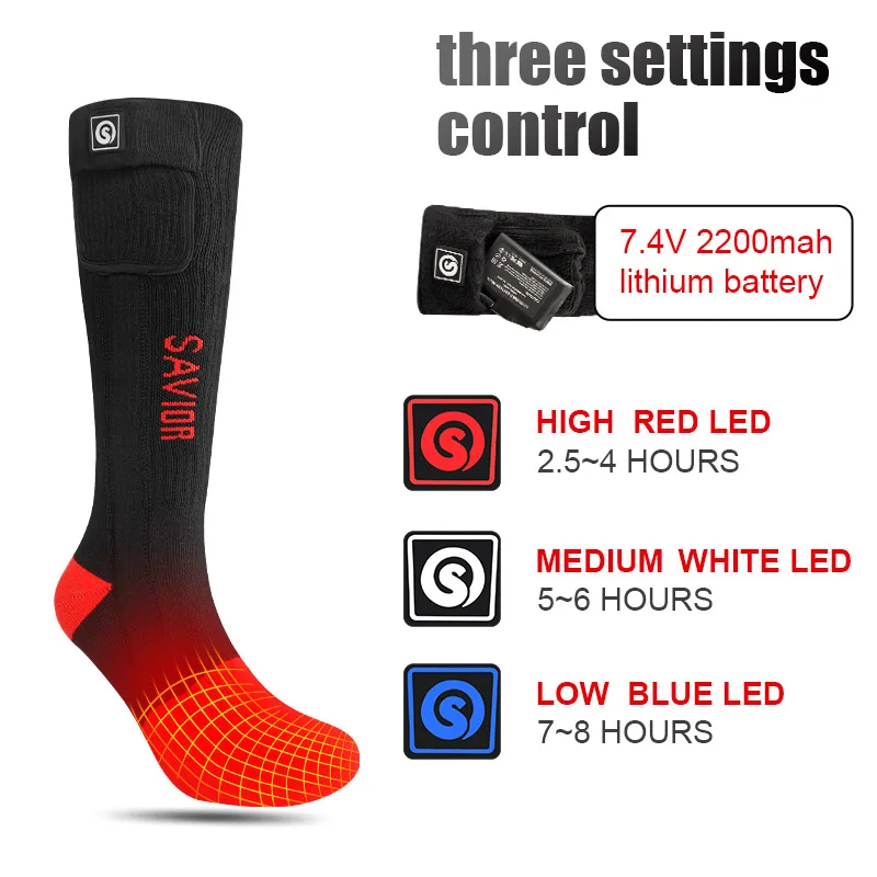 Savior Winter Heated Socks Rechargeable Electric Heated Ski Sock Women Men Thermos Snowboards Stocking Heating Foot Warmer NEW