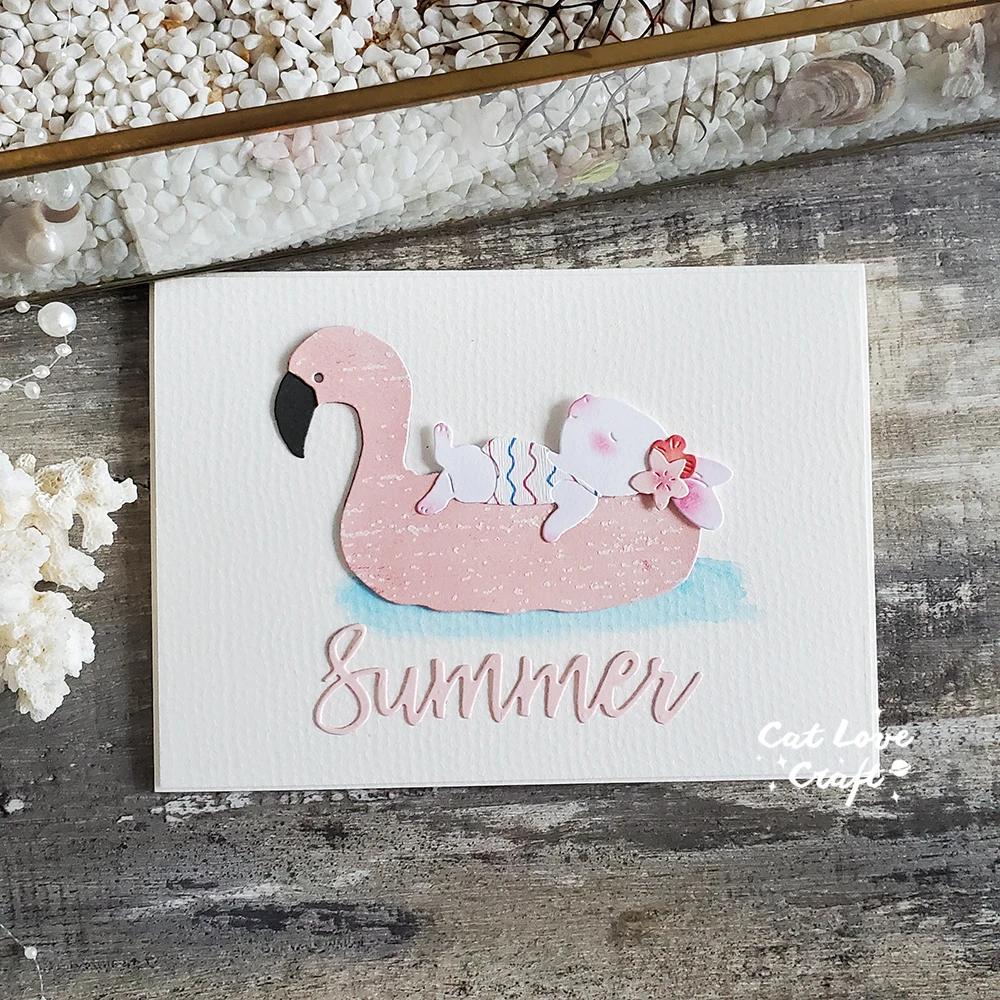 Catlove Flamingo swim ring Rabbit Summer Metal Cutting Dies Scrapbooking Stencil Die Cuts Card Making Craft Embossing New 2023