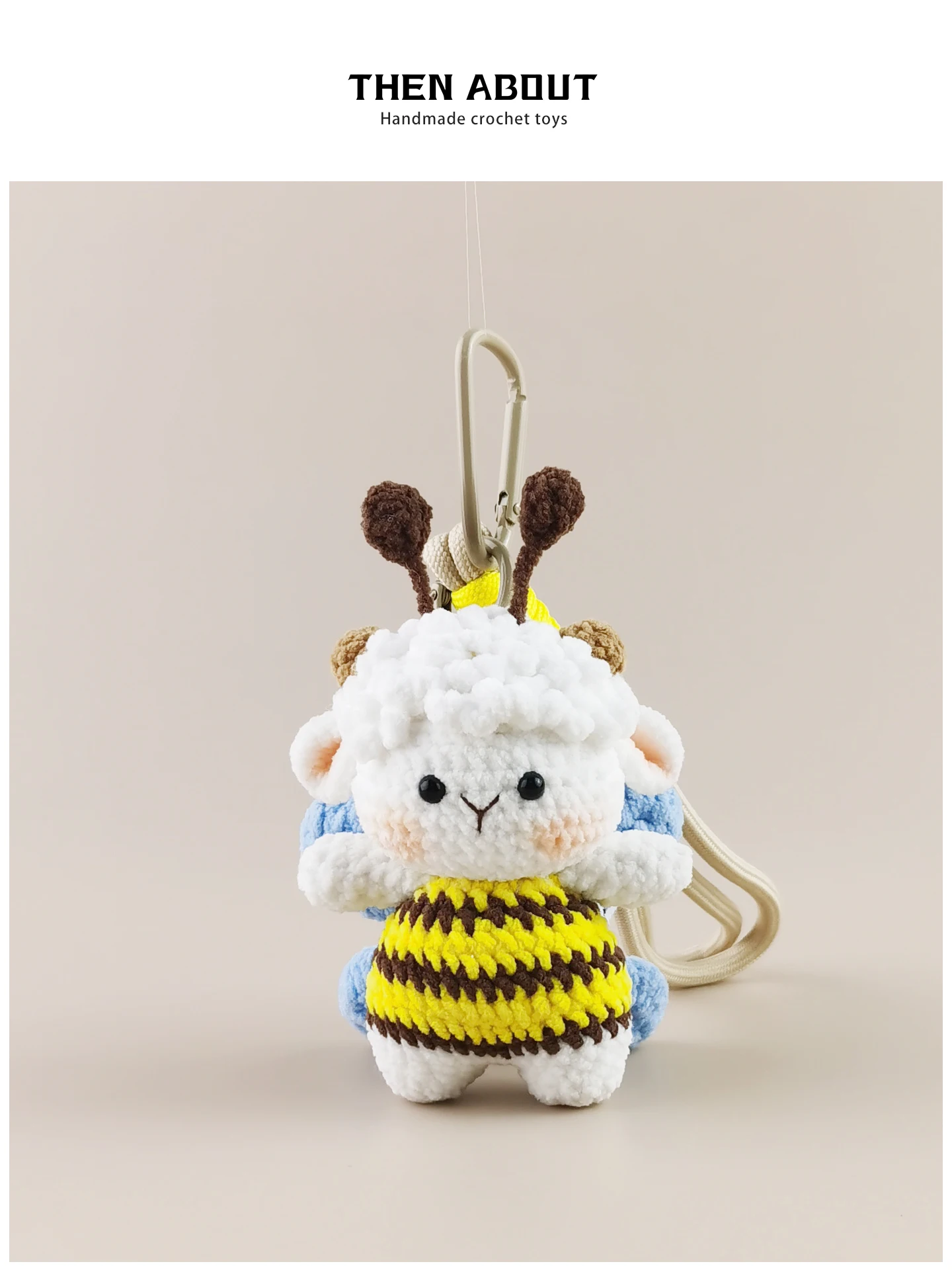 Handmade Cute Bee Lamb Doll Bag Charm Creative Gift Animal Pattern Hanging Decoration Purely Crafted Unique Style