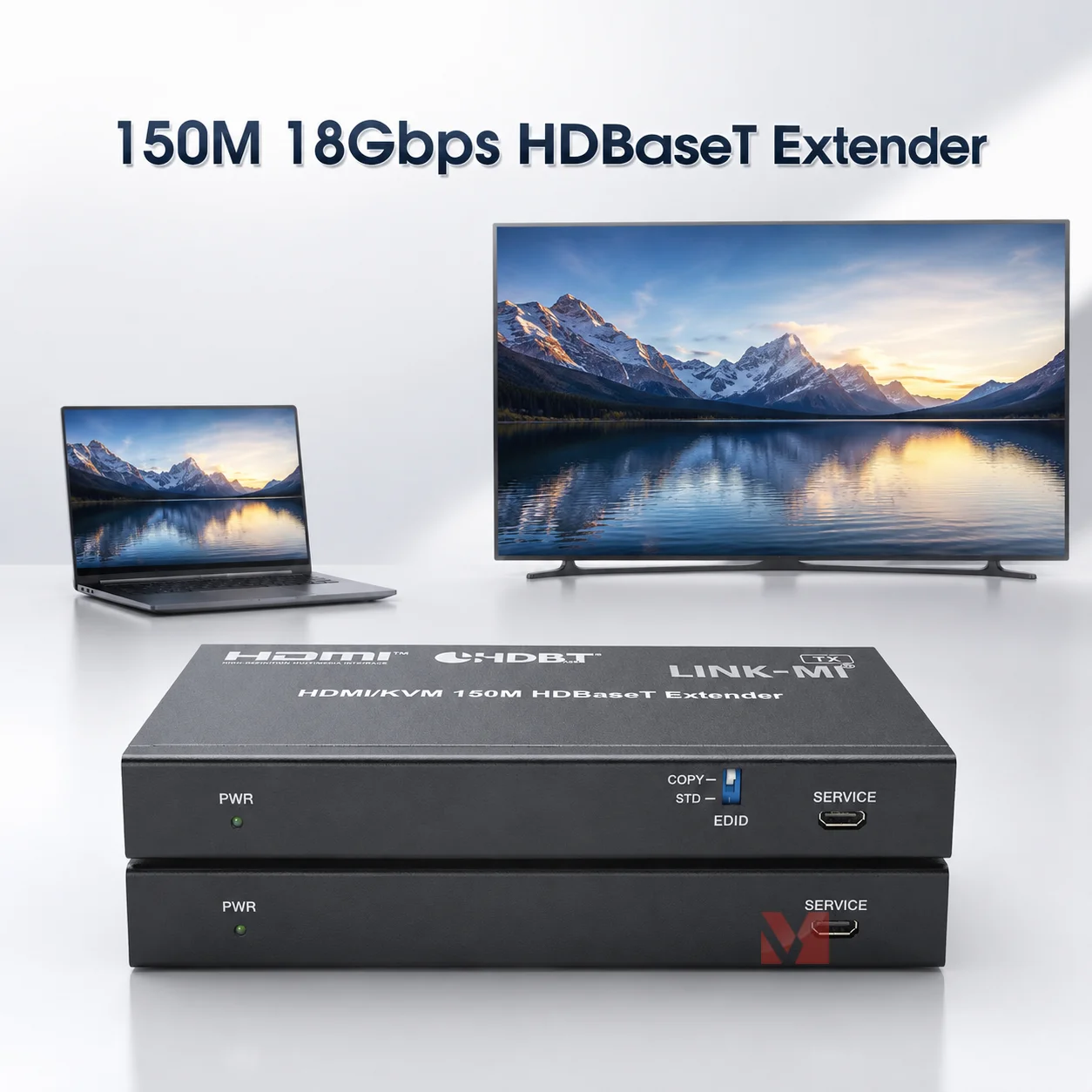150M HDBaseT HDMI Extender 4K60Hz 18Gbps KVM USB IR Over CAT6 Cable Transmitter Receiver HDMI 2.0b Video Signal Extender