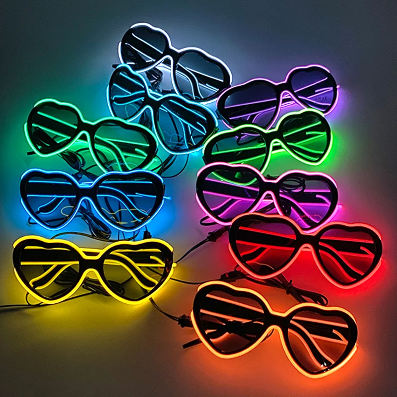 Colorful LED Glasses for Party, Heart Shaped Glasses, Light Up Luminous Glasses, Bar Glasses, Easter Carnival