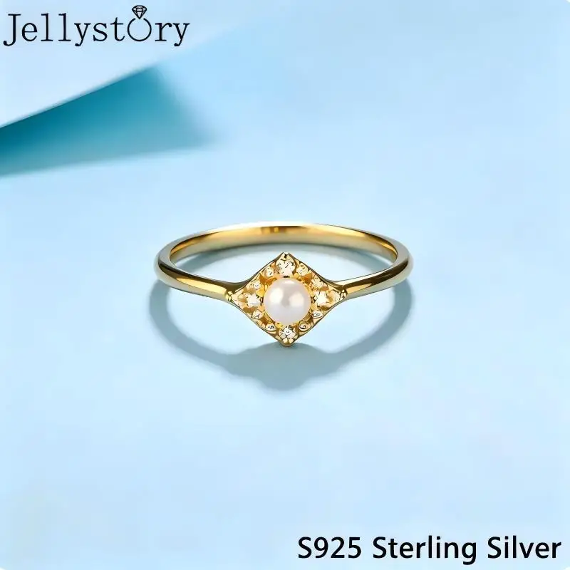 Jellystory Silver Full Zircon Pearl Ring Minimalist 6 Jellystory Silver Full Zircon Pearl Ring Minimalist