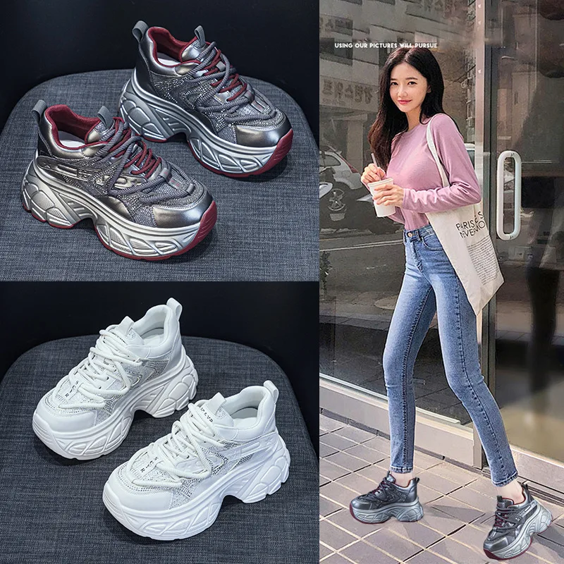 

Women's Dad Shoes Thick Bottom Casual Special Fabric Heightening Spring New Style Fashionable All-Match Shoes for Leisure