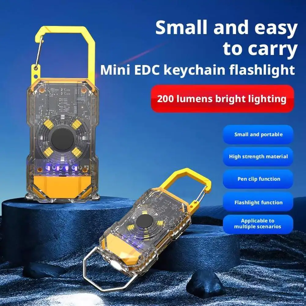 COB Keychain Work Light Rechargeable Mini Flashlight High Lumens Portable LED Light For Camping Hiking Running R6H2