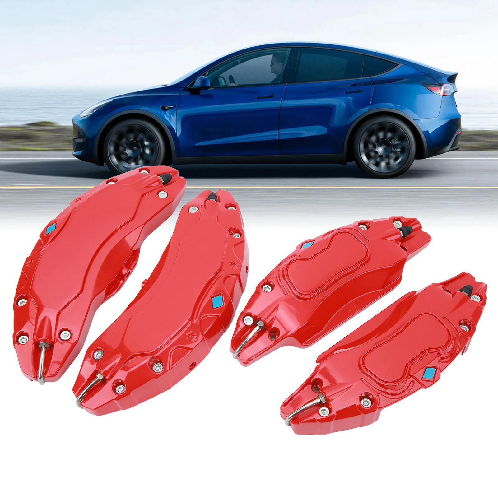 

4 Pcs 19in 20in Wheel Hub Caliper Covers Aluminium Alloy Disc Brake Caliper Guard Protector Cover Replacement for Model Y