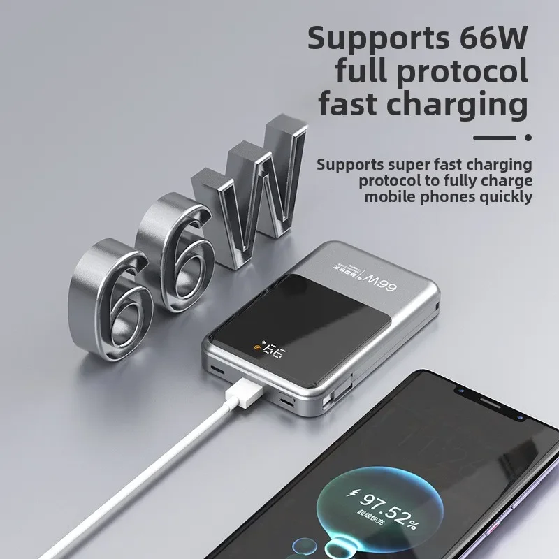 بنك طاقة لاسلكي مغناطيسي بقدرة 10000 مللي أمبير في الساعة مع شحن سريع بقدرة 66 وات. يتضمن كابلًا لهاتف IPhone وXiaomi وHuawei وSamsung المحمول #3