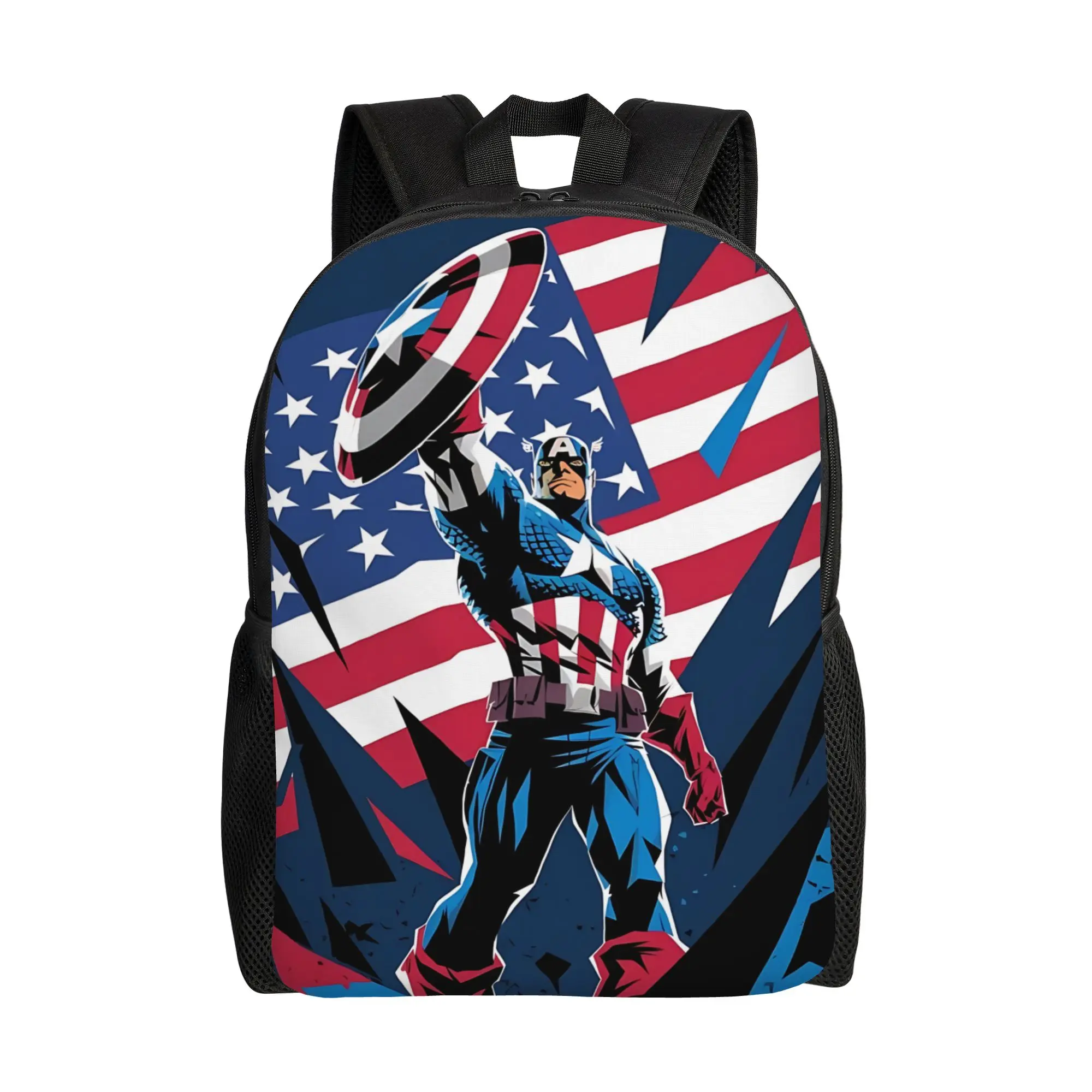 

1Piece Backpack Red White Blue Shield New School Year Laptop Bag Journey Captain America Birthday New Term Starts