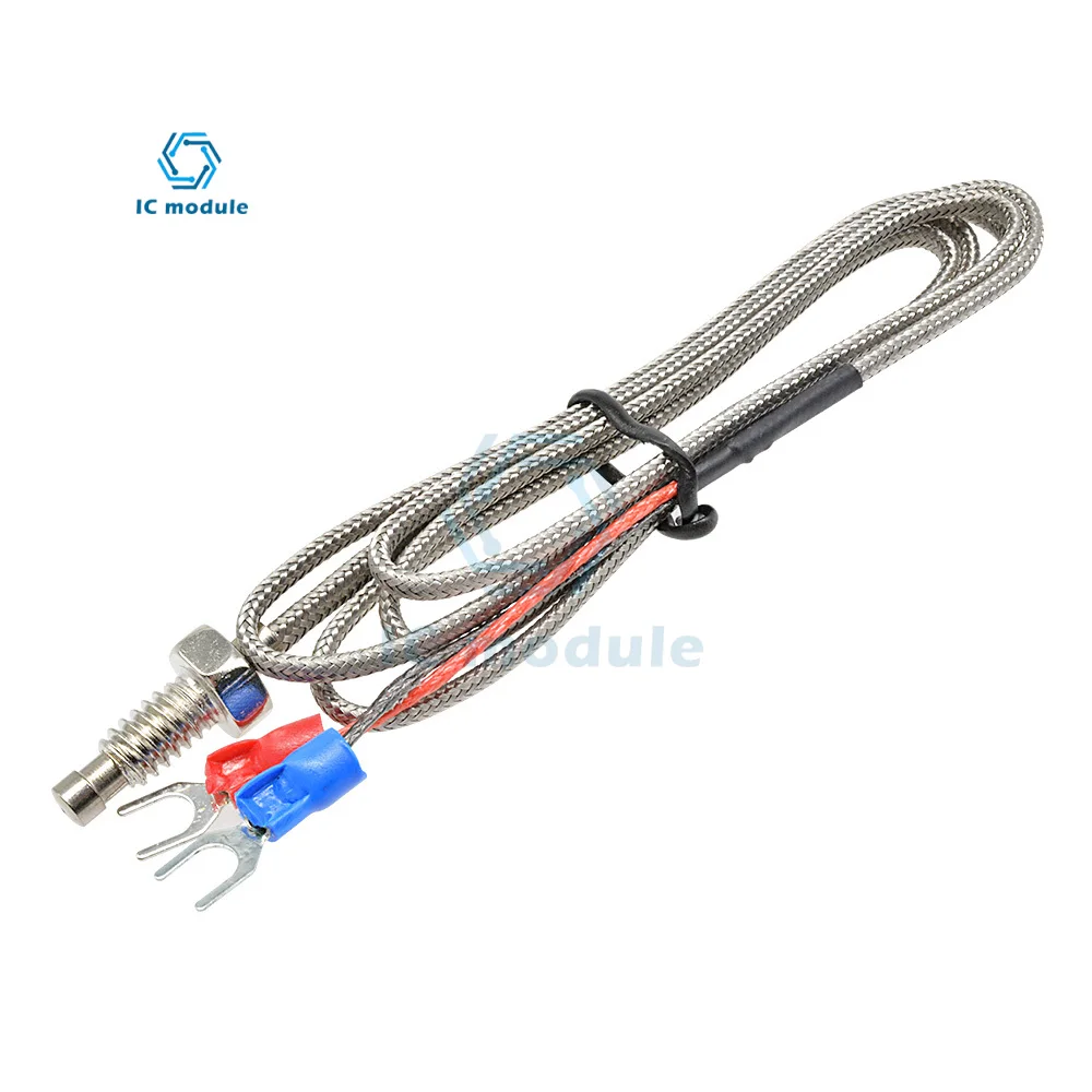 Temperature Sensor Probe 1M 3.3ft K Type Thermocouple Temperature Sensor Probe for Thermograph 0-800°C