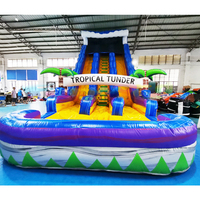 Kids entertainment bouncer bouncy castle waterslide commercial inflatable tropical water slide