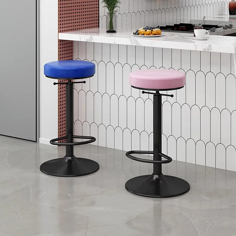 Portable Adjustable Bar Chairs Round Black Nordic Swivel Bar Stool Reception Desk Sedie Sala Da Pranzo Barbershop Furniture