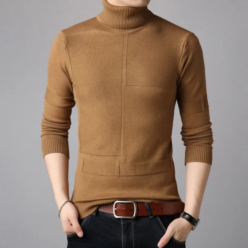 2022 Winter Turtleneck Sweater Men Warm Solid Knitted Pullovers Mens Sweaters Slim Fit Pullover Man Knitwear Mens Brand Clothing