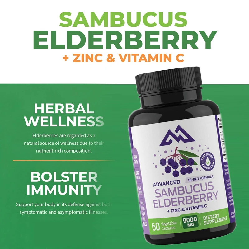 

Elderberry contains vitamin C and zinc, and is an immune support supplement made from genuine elderberry -60 capsules