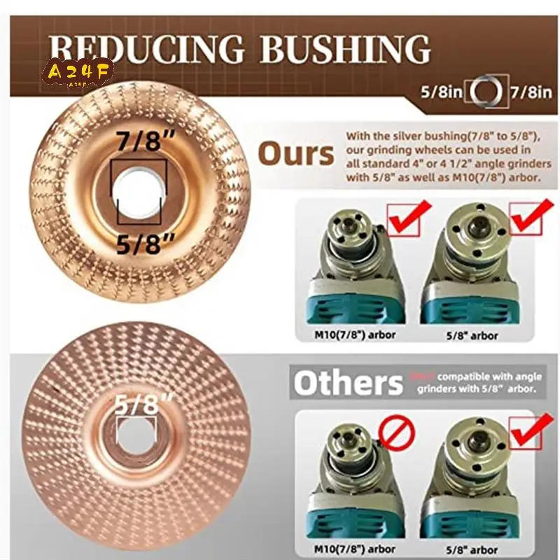 

A24F-5PCS Wood Carving Disc Kit Set Universal Grinder Wrench Wood Shaping Disc Grinder For 4 Inch Or 4 1/2 Inch Angle Grinder