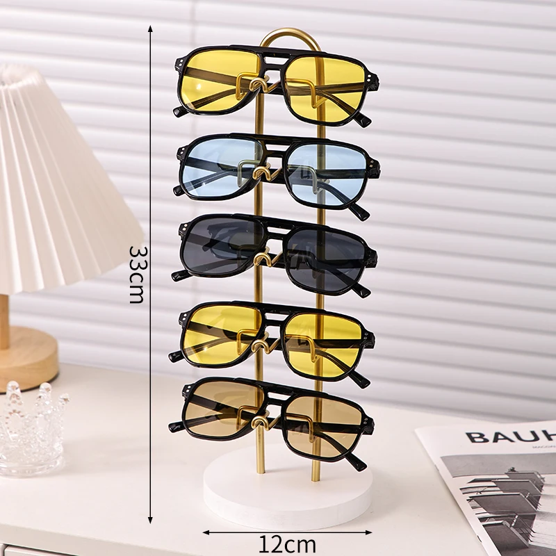 Multi-layer Sunglasses Display Rack 5 Slots Metal Eyewear Holder Stand for Home and Shop Use