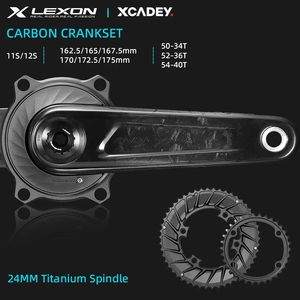 

LEXON Road Bicycle Cranksets Full Carbon Bike Cranks 362g 24mm Titanium Spindle 165/167.5/170/172.5/175mm Cycling Accessories