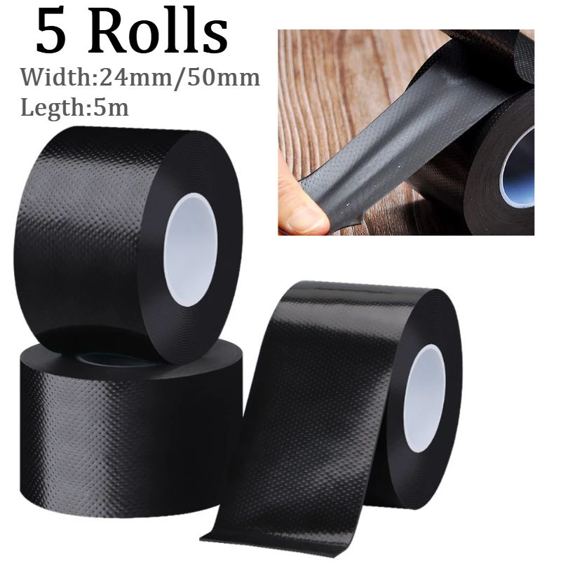 

5 Rolls Waterproof Butyl Insulating Tape High Temperature High Pressure Resistant Electrical Cable Insulation Electrician's Tape