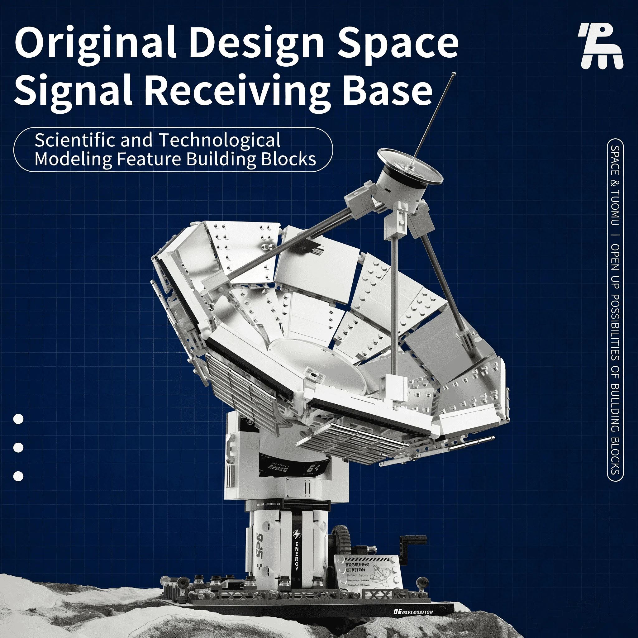 

Space exploration, space communication base assembly, building blocks, satellite antenna model, children's kit toys