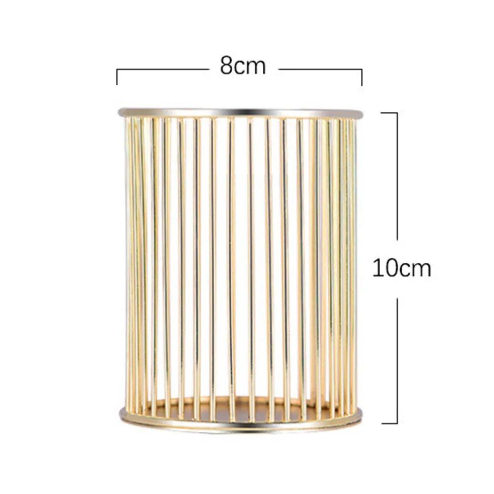 Metal Hollow Out Pen Holder Nordic Style Gold Pencil Container Desktop Organizer for Home Office School Desk Storage Solution