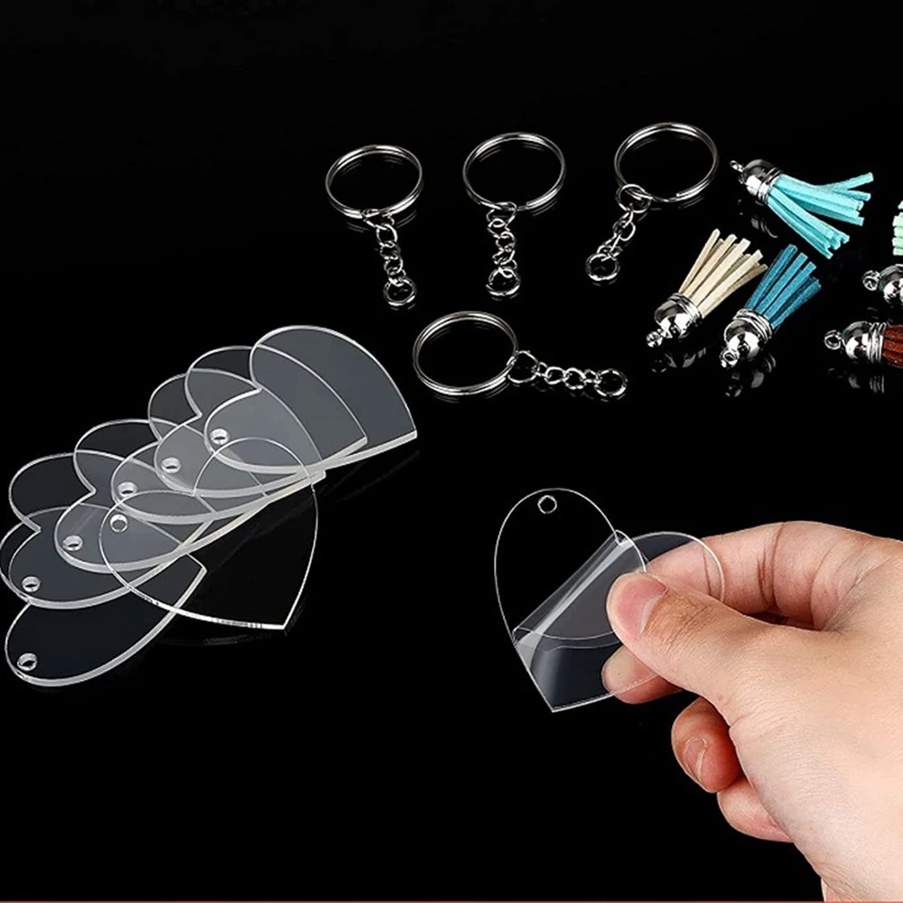 144PCS Acrylic Keychain Blanks with 4 Shapes Blank Ornaments for Vinyl Projects Ornament Blanks DIY Keychains
