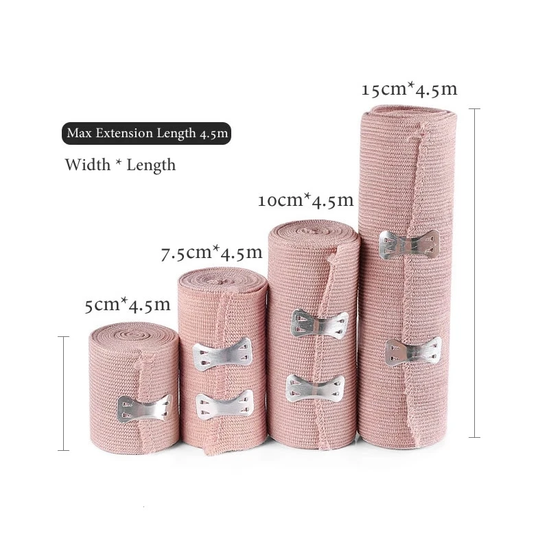 1Roll Elastic Bandage Wrap with Clips Wound Dressing Outdoor Sports Sprain Treatment Bandage Tape for First Aid Kits Protect