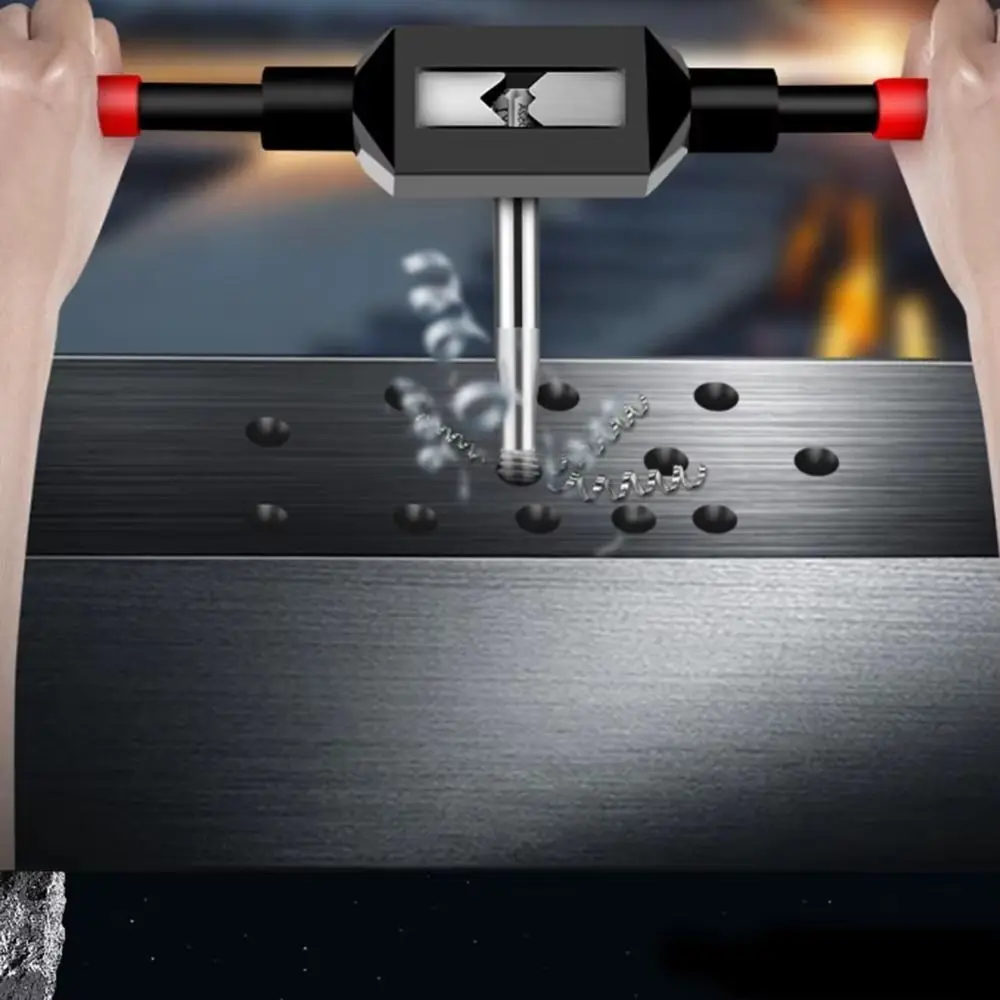 

Black & Red Adjustable Tap Wrench Non-Slip metalworking Screw Holder Reamer plumbing Plastic-Dipped Handle