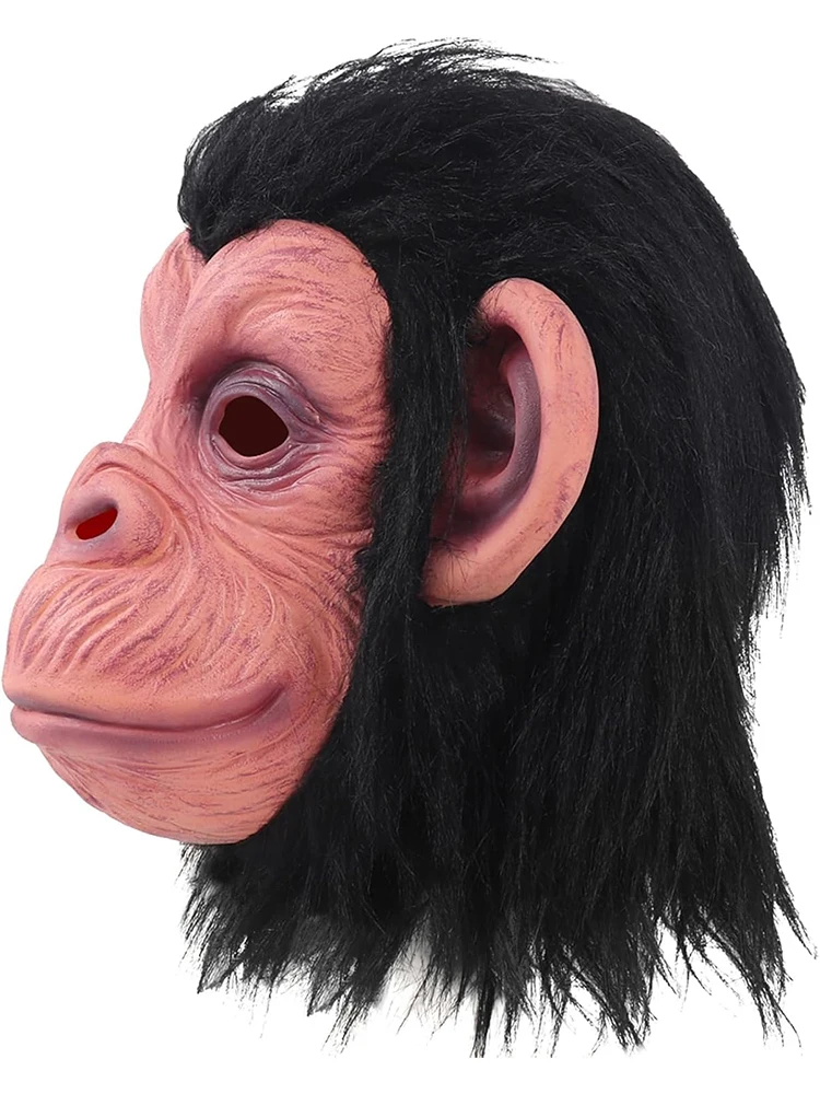 Halloween Cosplay Capelli neri Gomma Gorilla Maschera Full Face Ape Copricapo Lattice Scimmia Faccia per oggetti di scena animali divertenti