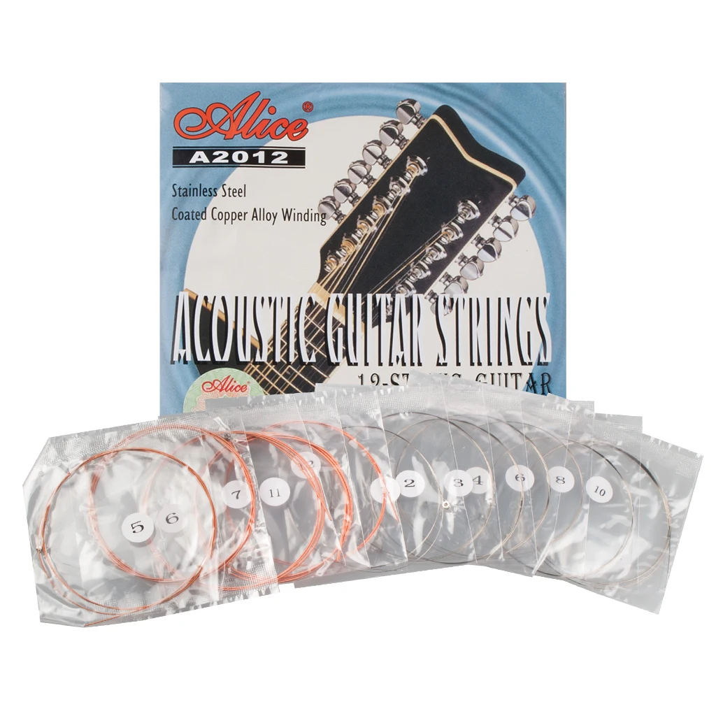 NAOMI Alice A2012 12 Strings Acoustic Guitar Strings 010-026 Stainless Steel Core Coated Copper Alloy Wound  Strings Set