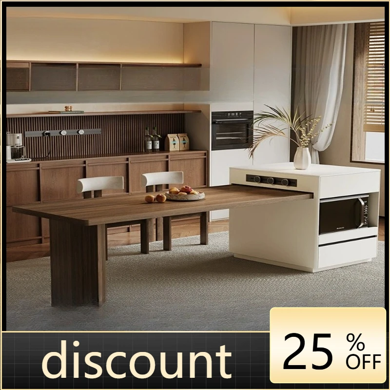 

LH cream log wind island dining table integrated household retractable side cabinet kitchen island