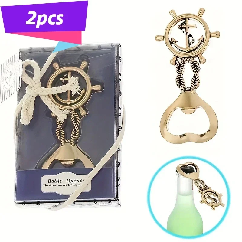 2pcs New Design Ocean Series Bottle Opener Exquisite Party Gifts Retro Anchor and Rudder Combo Beer Openers Tools Bar Gadgets
