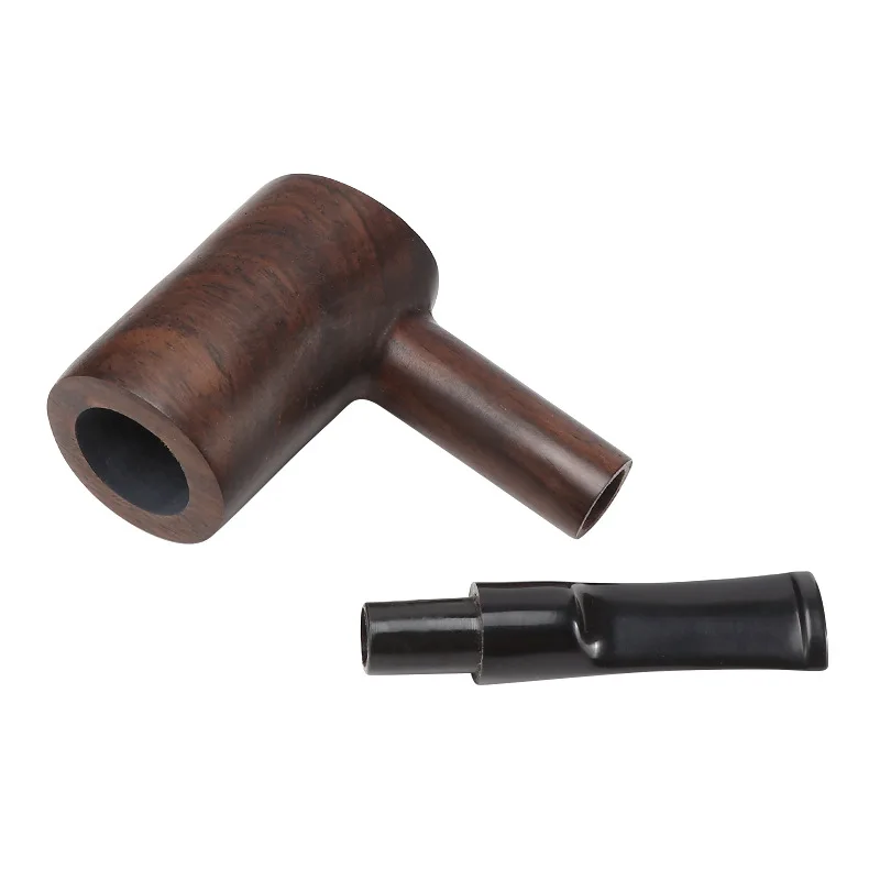 Ebony Durable Wooden Men Smoking Pipe Fashion Classic Nature Wood Pipe Straigth Style 9mm Filter Cigarette Tools