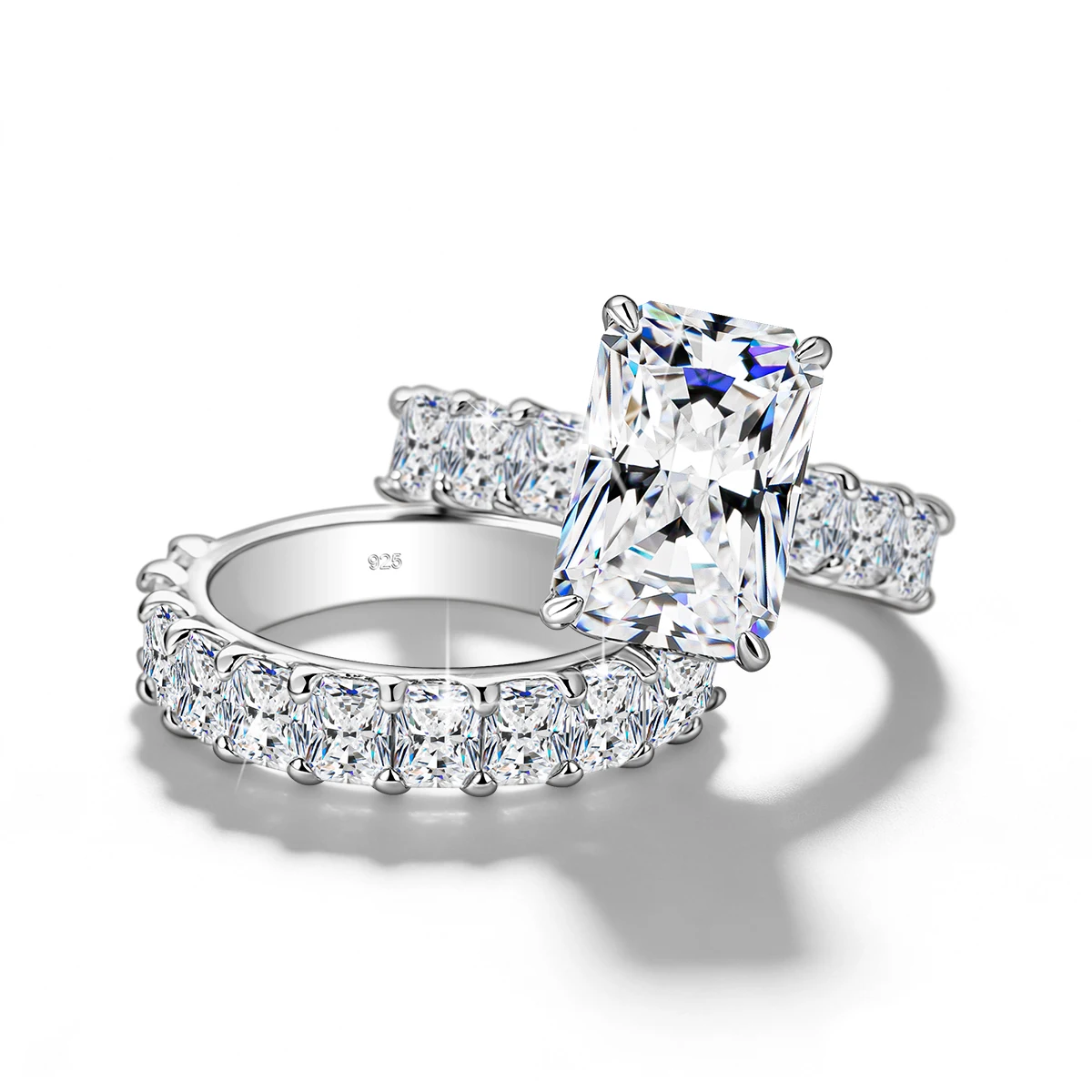 Real 5 Carat 9*11mm Radiant Cut Moissanite Engagement Rings for Women Wedding Band 925 Sterling Silver D Color VVS GRA Certified