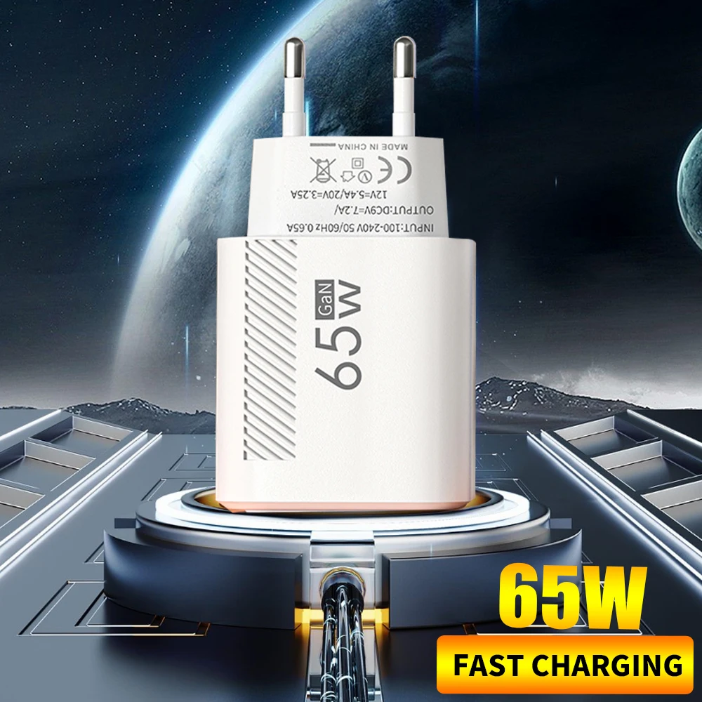 PD 65W GaN USB C Charger Fast Charging QC3.0 Type C Mobile Phone Charger For Iphone 12 13 14 Pro Xiaomi 12 13 Samsung Huawei