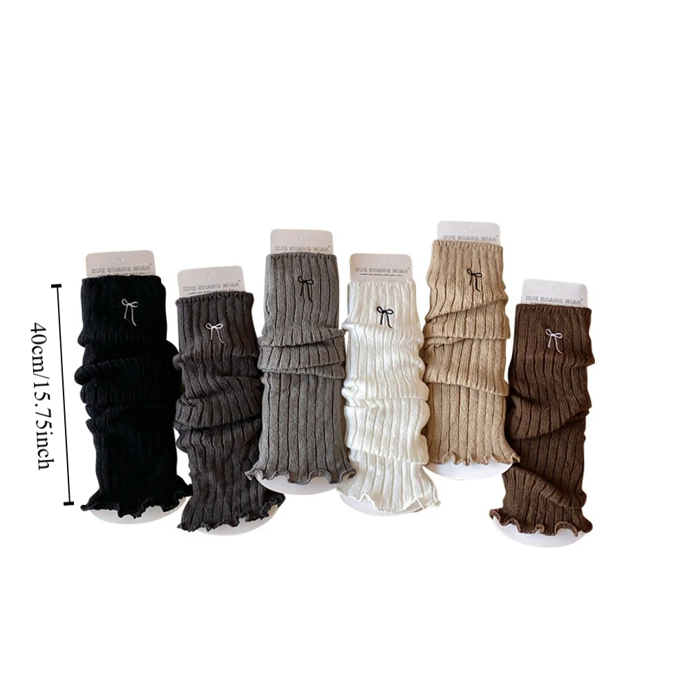 Sweet Korean Style Children's Leg Warmers Harajuku JK Knitted Leg Cover Foot Cover Long Stockings Embroidery Bow Socks Baby