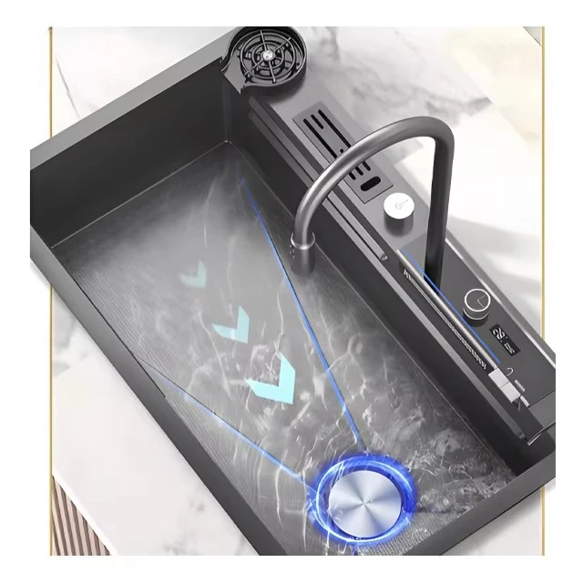 Bathroom Sinks  Single Sink Waterfall Workstation Single Bowl  Smart Kitchen Sink
