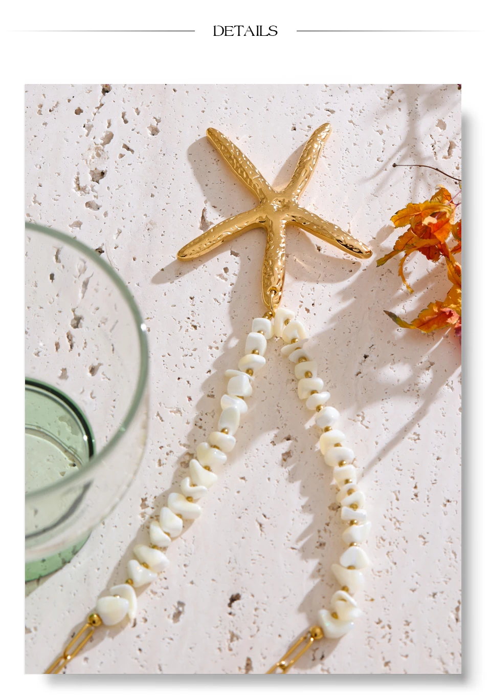 Yhpup 60 + 7 cm Ozean Stil Shell Handgemachte Kette Große Seestern Anhänger Halskette Edelstahl Strand Urlaub Schmuck 2025 – Detail 10